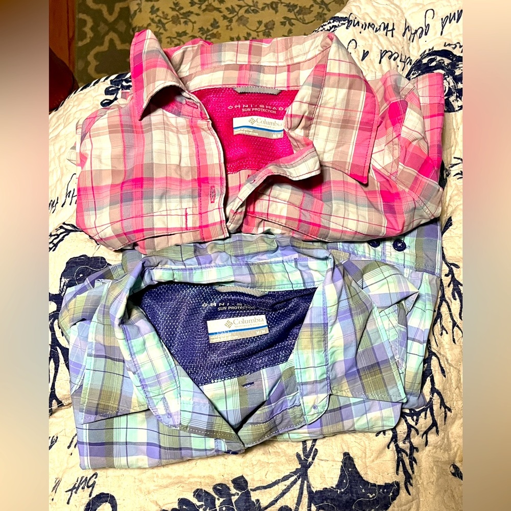 Columbia, Omni shield, sun protection, button down women’s tops. Size M
